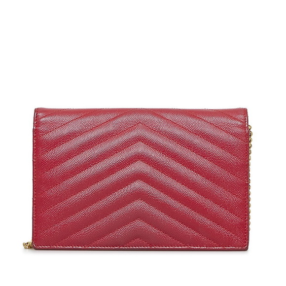 Saint Laurent Chain Wallet Shoulder Bag Leather Red - Picture 2 of 7